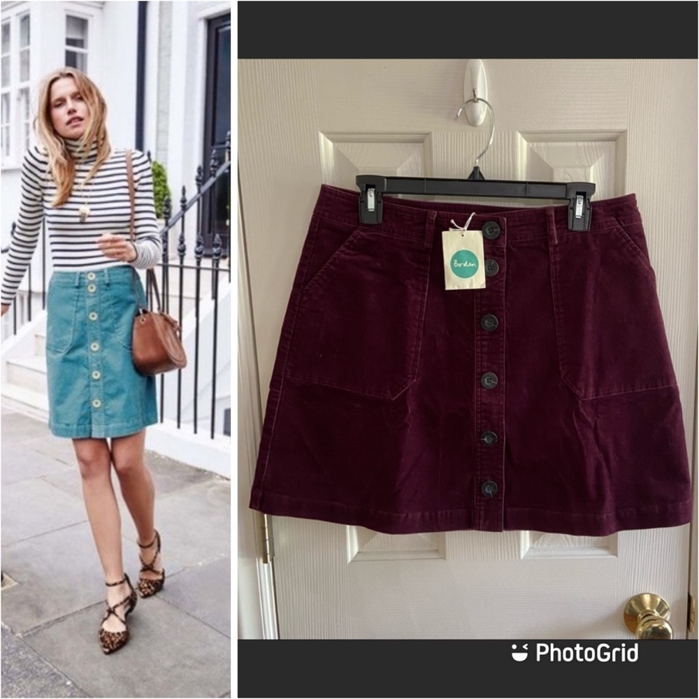Boden A-Line Skirt in Teal and Burgundy